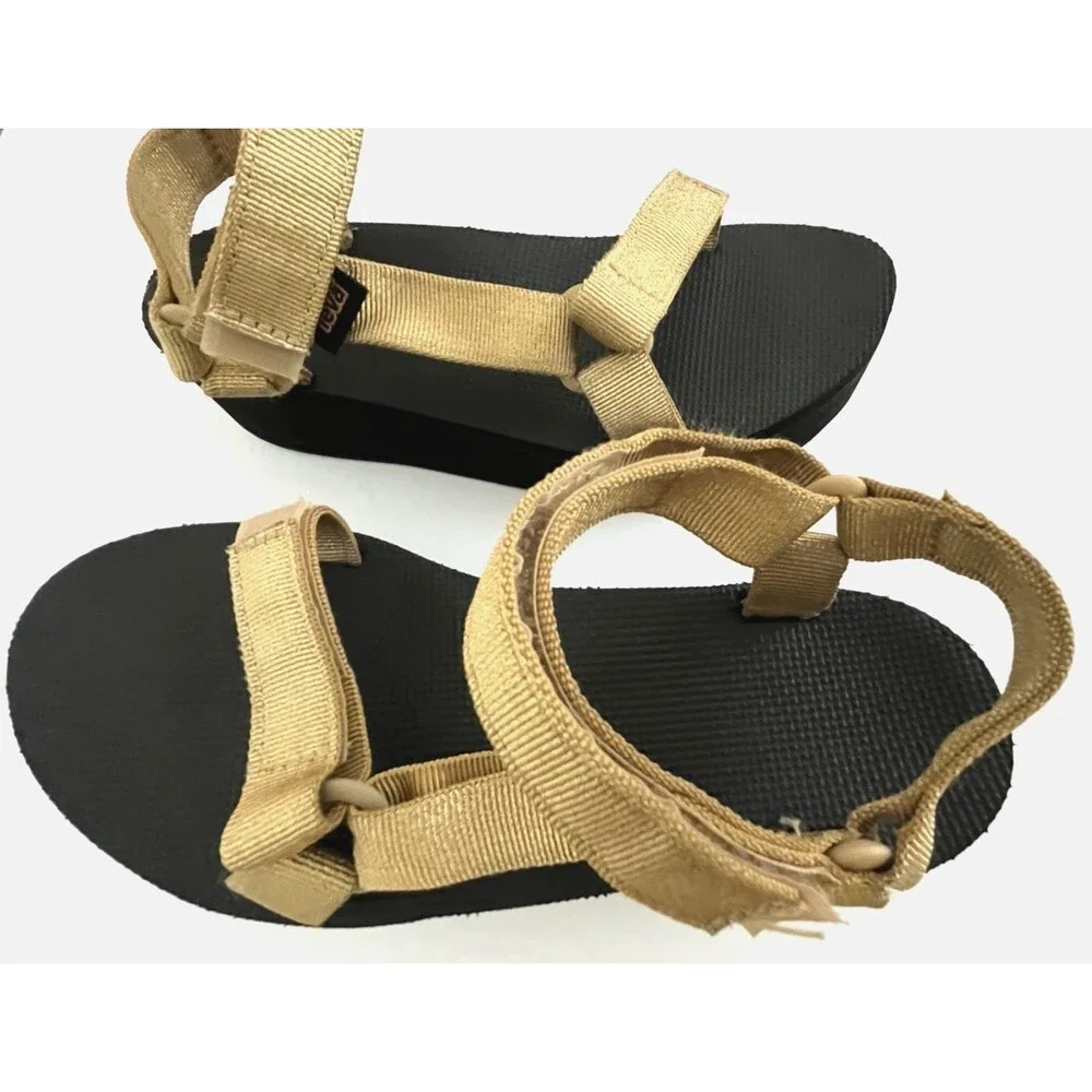 Teva Sandals Midform Universal #1090969 Metallic Champagne Adjust Sz 9 EVA Sole